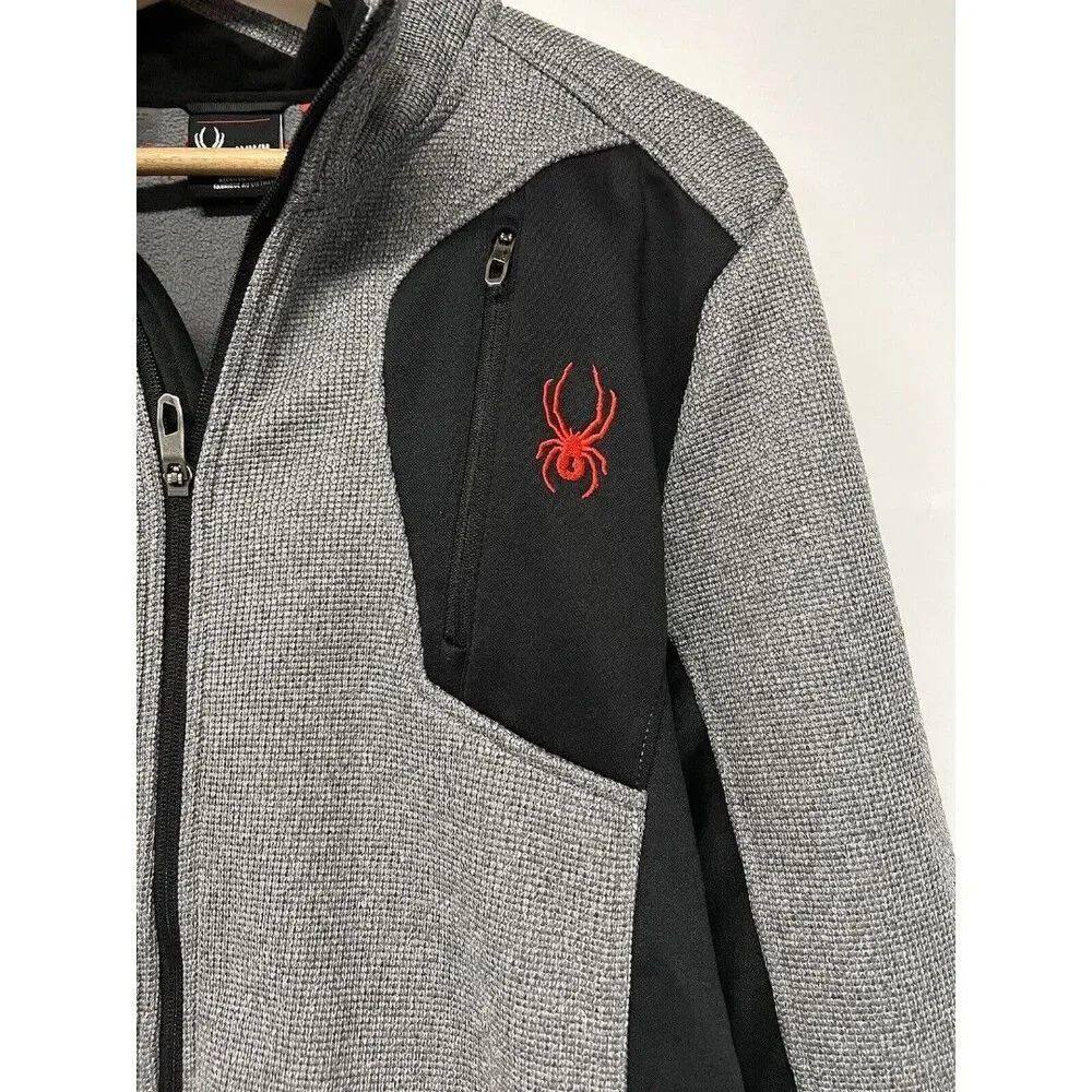 Men’s Spider Raider Gray Black Full Zip Fleece Lined Medium